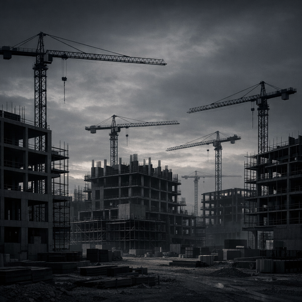 Construction site with cranes